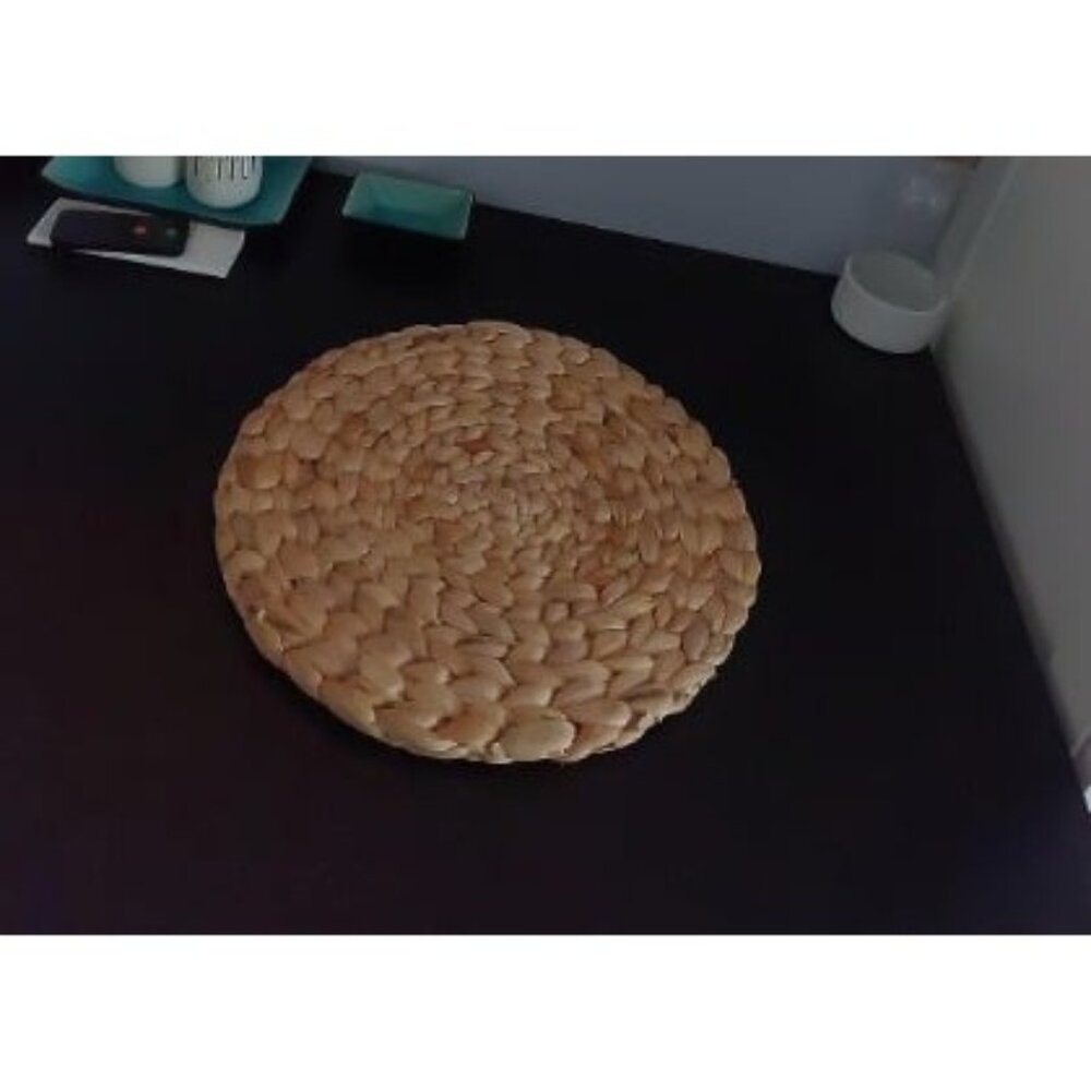 Large Round Woven Placemats Set of 4, Water Hyacinth Straw Braided Placemat, 11"